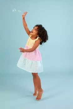 Платье Одежда для малышей Розовый Контрастных цветов В клетку Виши Monsoon, розовый