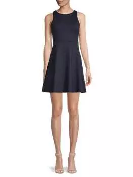 Платье однотонного цвета susana monaco с облегающим силуэтом и расклешенным принтом, navy