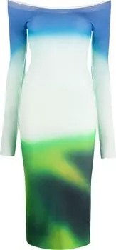 Платье Off-White Blurred Seamless Knit Dress 'Green/Blue', зеленый