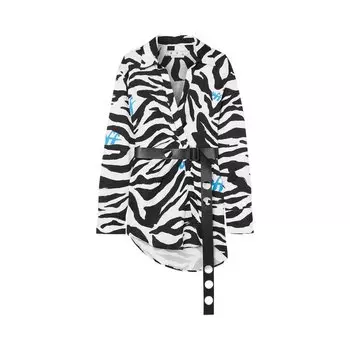 Платье Off-White Zebra Belted Shirt Dress, белый