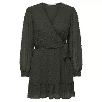 Платье Only Tiva Dobby Fake Wrap, зеленый