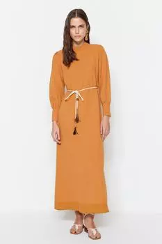 Платье - Оранжевый - А-силуэт Trendyol Modest, оранжевый
