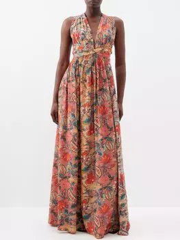 Платье oriana из шелкового крепдешина с принтом пейсли Ulla Johnson, розовый