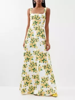 Платье osbourne из тафты с принтом роз Emilia Wickstead, желтый