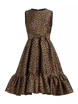 Платье основной линии с поясом и леопардовым принтом Kate Spade New York, цвет light tobacco