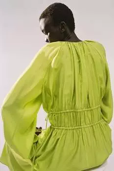 Платье оверсайз с завязками H&M, зеленый