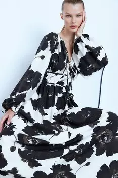 Платье оверсайз с завязками H&M, белый