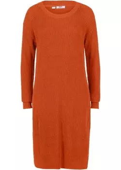 Платье оверсайз в рубчик с разрезом Bpc Bonprix Collection, коричневый