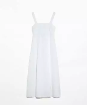 Платье Oysho Long Strappy Crochet, белый