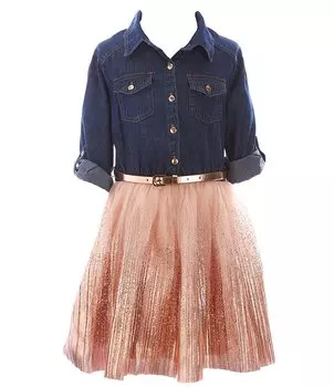 Платье-пачка из джинсовой ткани и фольги Zunie для больших девочек 7–16 лет, мультиколор