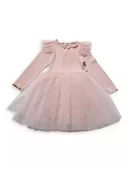 Платье-пачка из решетчатой ткани с оборками для маленьких девочек, маленьких девочек и девочек Petite Hailey, розовый