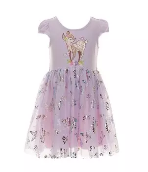 Платье-пачка Zunie для маленьких девочек 4–6 лет с пышными рукавами и радужной фольгой, с цветочным принтом и бабочкой, фиолетовый