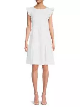 Платье - Палатка Ярусное Saks Fifth Avenue из смеси льна и хлопка, белый