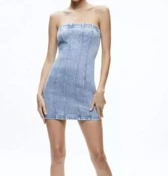 Платье Palmer Denim в цвете Rocky Blue alice + olivia, цвет rocky blues