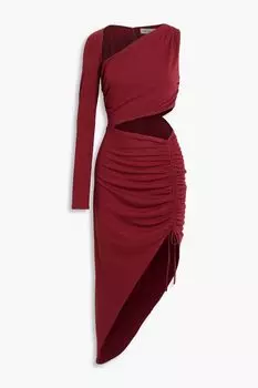 Платье Paulina из джерси с одним рукавом и асимметричным вырезом NICHOLAS, бордовый
