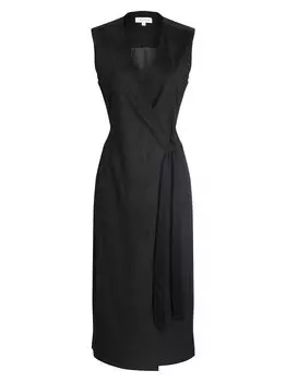 Платье Paulina с запахом из искусственной замши Halston, черный