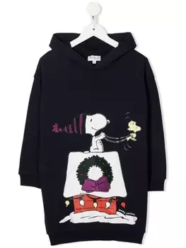 Платье Peanuts с капюшоном и графичным принтом Marc Jacobs Kids, синий