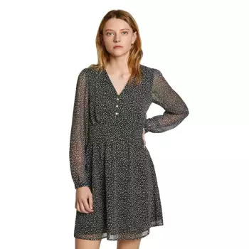 Платье Pepe Jeans Orchid Print long sleeve short, черный