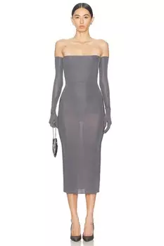 Платье-перчатка без бретелек с кристаллами Alex Perry, цвет Iron