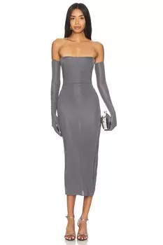 Платье-Перчатка без бретелек с кристаллами Alex Perry, цвет iron