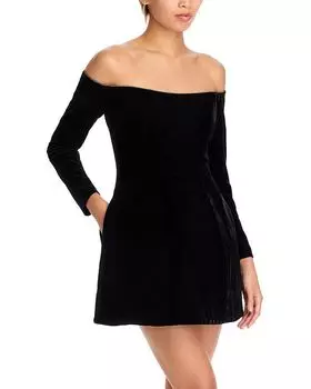 Платье-песочные часы Nadene Velour Bardot, черный