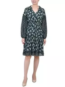Платье Petites Womens Printed Polyester Wear To Work NY Collection, цвет botanical garden floral