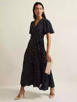 Платье Phase Eight Jenna Polka Dot Wrap Maxi, цвет navy/ivory