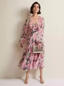 Платье Phase Eight Lina Floral Midi, цвет pink/multi