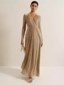Платье Phase Eight Masie Pleated Maxi, золотой