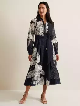 Платье Phase Eight Natalie Floral Midi, цвет navy/ivory