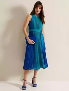 Платье Phase Eight Simara Pleated Midi, цвет blue/green