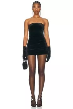 Платье Pickleball без бретелек с драпировкой по бокам Norma Kamali, черный