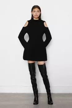 Платье-пиджак из шерсти ZARA, черный