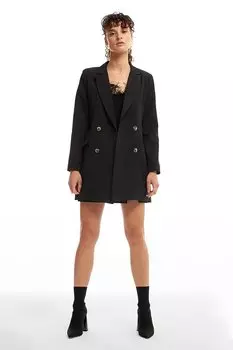 Платье-пиджак с двубортным воротником, черное QUZU