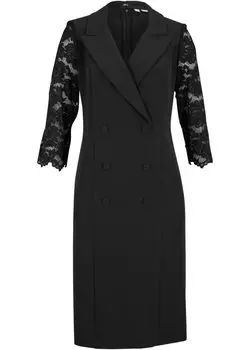 Платье-Пиджак с кружевными рукавами Bpc Selection Premium, черный
