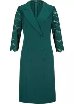 Платье-Пиджак с кружевными рукавами Bpc Selection Premium, зеленый
