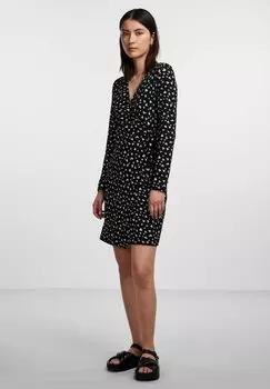 Платье Pieces, черный меланж