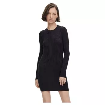 Платье Pieces Crista Long Sleeve O Neck Knit, черный