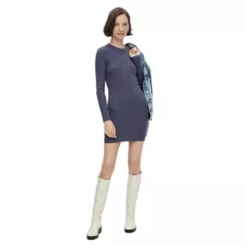 Платье Pieces Crista Long Sleeve O Neck Knit, синий