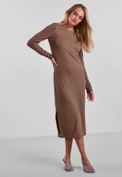 Платье Pieces KYLIE LS O-NECK MIDI NOOS, цвет fossil