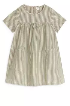 Платье Pima из хлопка и поплина Arket, зеленый