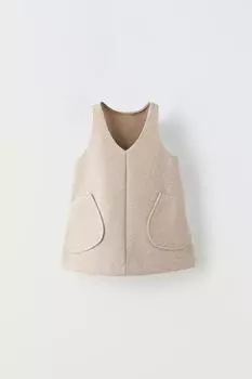 Платье-пинафор с карманами ZARA, песок/мергель