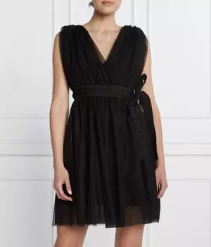 Платье Pinko из тюля с V-образным вырезом короткое, черный