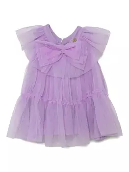 Платье Pinko Kids из тюля с бантом, фиолетовый