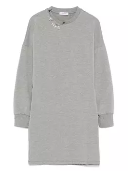 Платье Pinko Kids с логотипом и подвеской, серый
