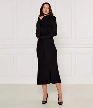 Платье Pinko макси с длинными рукавами, черный