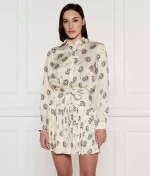 Платье Pinko с принтом и поясом, экрю