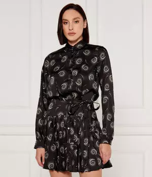 Платье Pinko с узором и поясом, черный