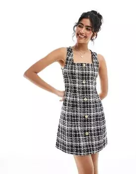 Платье-пинни из букле в однотонную клетку Miss Selfridge