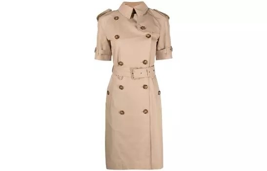 Платье-плащ Burberry с короткими рукавами, хаки
